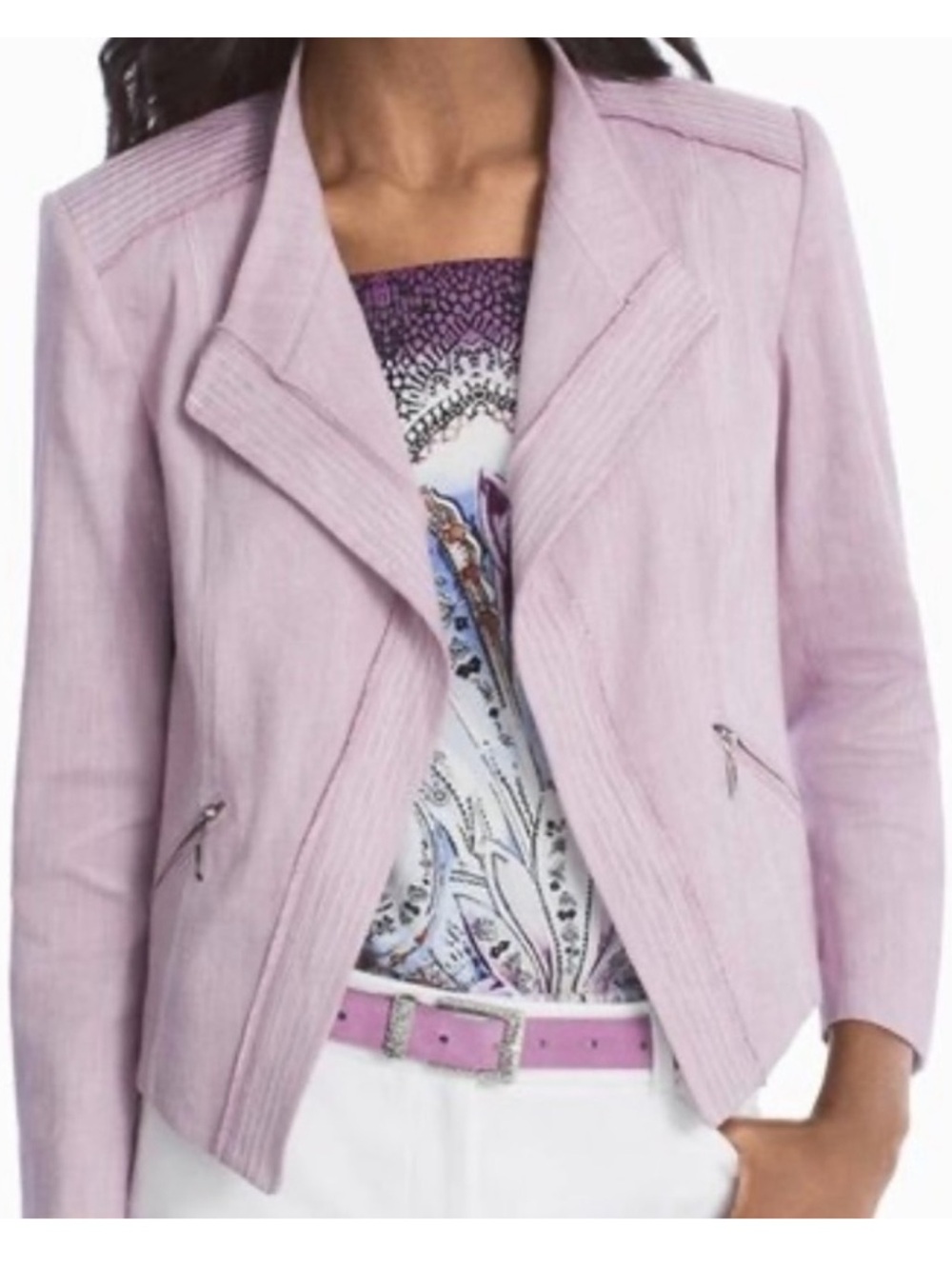 NWT WHBM Linen Blend Moto Jacket